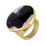 18ct Yellow Gold Blue John Hallmark Medium Round Ring. R610_FH.