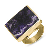 18ct Yellow Gold Blue John Hallmark Medium Square Ring. R604_FH.