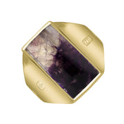 18ct Yellow Gold Blue John Hallmark Small Oblong Ring. R221_FH