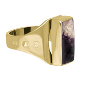 18ct Yellow Gold Blue John Hallmark Small Oblong Ring