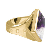 18ct Yellow Gold Blue John Hallmark Small Rhombus Ring