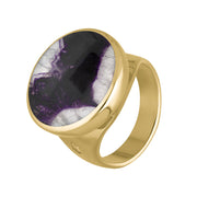 18ct Yellow Gold Blue John Hallmark Small Round Ring. R609_FH.