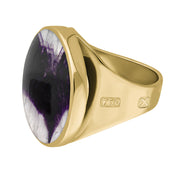 18ct Yellow Gold Blue John Hallmark Small Round Ring