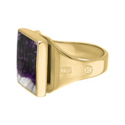 18ct Yellow Gold Blue John Hallmark Small Square Ring