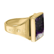 18ct Yellow Gold Blue John Hallmark Small Square Ring