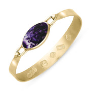 18ct Yellow Gold Blue John Hallmark Wide Oval Bangle, B020_FH