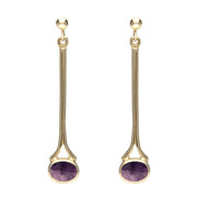 18ct Yellow Gold Blue John Long Drop Earrings. E094.