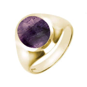 18ct Yellow Gold Blue John Medium Oval Signet Ring, R189.