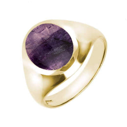 18ct Yellow Gold Blue John Medium Oval Signet Ring, R189.