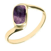 18ct Yellow Gold Blue John Oblong Twist Ring. R001.