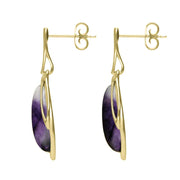 18ct Yellow Gold Blue John Open Marquise Drop Earrings, E2437_2