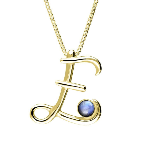 18ct Yellow Gold Moonstone Love Letters Initial E Necklace