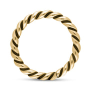 18ct Yellow Gold Stepping Stones Twisted Rope Stacking Ring, R617.