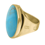 18ct Yellow Gold Turquoise Hallmark Medium Round Ring