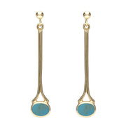 18ct yellow gold Turquoise Long Drop Earrings. E094.