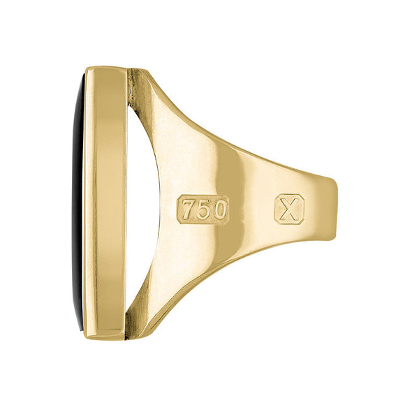 18ct Yellow Gold Whitby Jet Hallmark Medium Square Ring