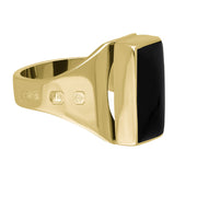 18ct Yellow Gold Whitby Jet Hallmark Small Oblong Ring