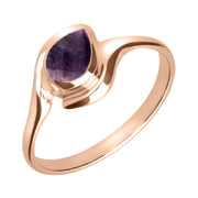 18ct Rose Gold Blue John Offset Pear Ring, R071.