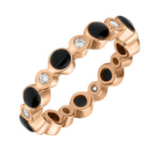 18ct Rose Gold Whitby Jet Diamond Eternity Ring. R811.