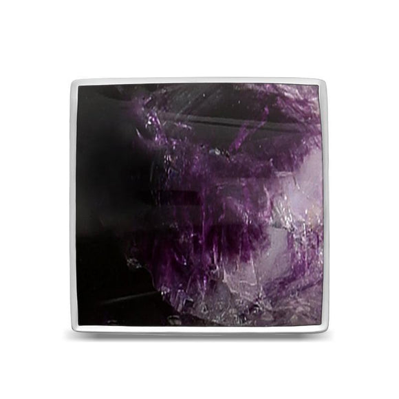 18ct White Gold Blue John Large Square Ring, R605_3