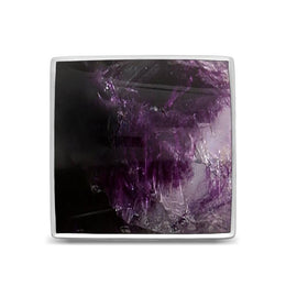 18ct White Gold Blue John Large Square Ring, R605_3