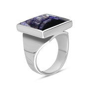 18ct White Gold Blue John Small Square Ring, R603_2