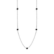 18ct White Gold Whitby Jet Star Link Disc Chain Necklace, N744.