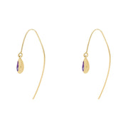 18ct Yellow Gold Blue John Fleur De Lis Disc Drop Earrings