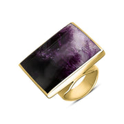 18ct Yellow Gold Blue John Large Square Ring, R605.