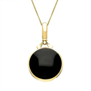 18ct Yellow Gold Whitby Jet Blue John Double Sided Round Fob Necklace P065C