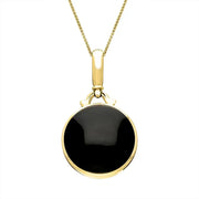 18ct Yellow Gold Whitby Jet Blue John Double Sided Round Fob Necklace P065C