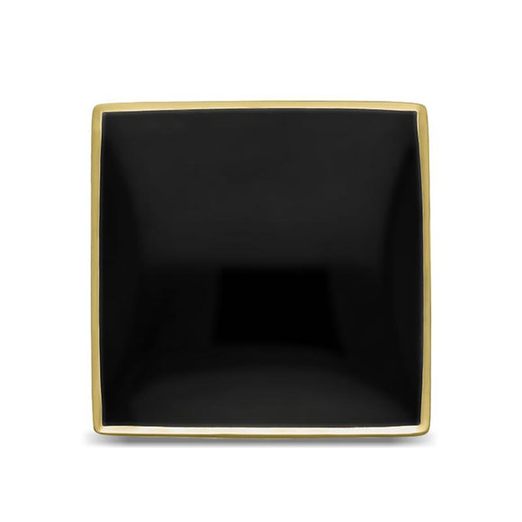 18ct Yellow Gold Whitby Jet Large Square Ring, R605_3