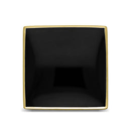 18ct Yellow Gold Whitby Jet Large Square Ring, R605_3