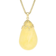 18ct Yellow Gold Yellow Amber Pear Flower Bail Necklace PUNQ0005803