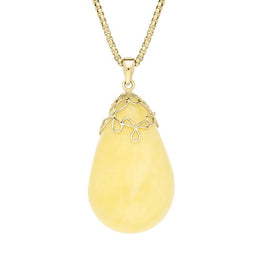 18ct Yellow Gold Yellow Amber Pear Flower Bail Necklace PUNQ0005803