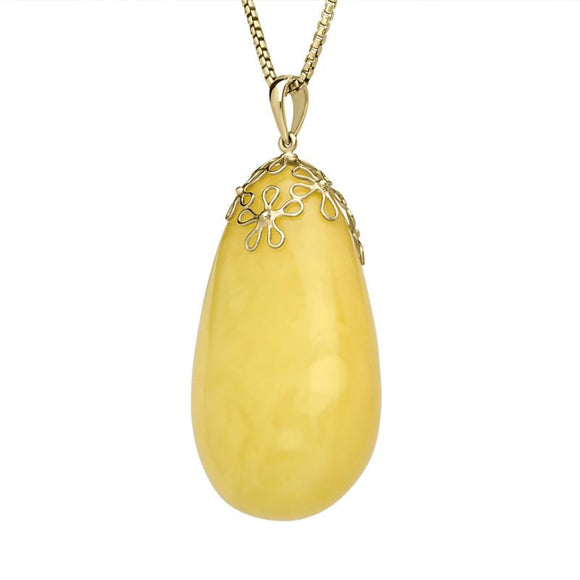 18ct Yellow Gold Yellow Amber Pear Flower Bail Necklace PUNQ0005803