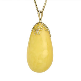 18ct Yellow Gold Yellow Amber Pear Flower Bail Necklace PUNQ0005803