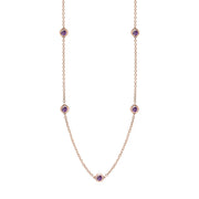 18ct Rose Gold Blue John Heart Link Disc Chain Necklace, N746.