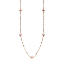 18ct Rose Gold Blue John Star Link Disc Chain Necklace, N744.