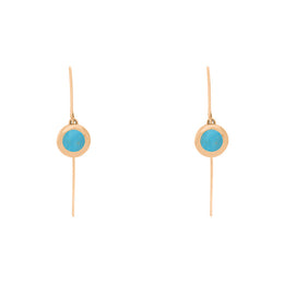 18ct Rose Gold Turquoise Heart Disc Drop Earrings, E1372.