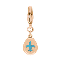 18ct Rose Gold Turquoise Pear Shaped Fleur De Lis Clip Charm, G663.