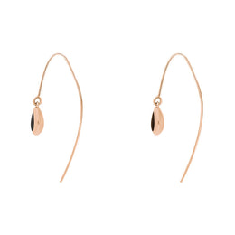 18ct Rose Gold Whitby Jet Cross Disc Drop Earrings