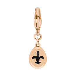 18ct Rose Gold Whitby Jet Pear Shaped Fleur De Lis Clip Charm, G663.