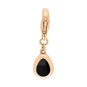 18ct Rose Gold Whitby Jet Pear Shaped Fleur De Lis Clip Charm, G663.