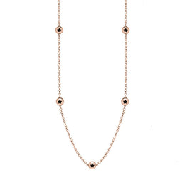 18ct Rose Gold Whitby Jet Star Link Disc Chain Necklace, N744.