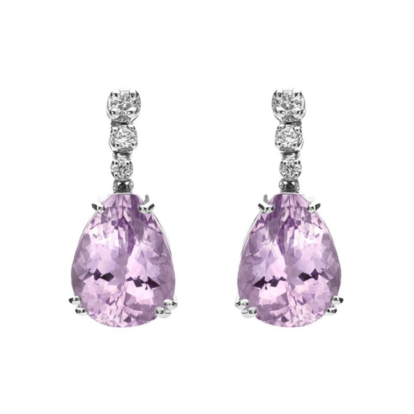 18ct White Gold 8.22ct Amethyst Diamond Drop Earrings, SH3AME-DI.