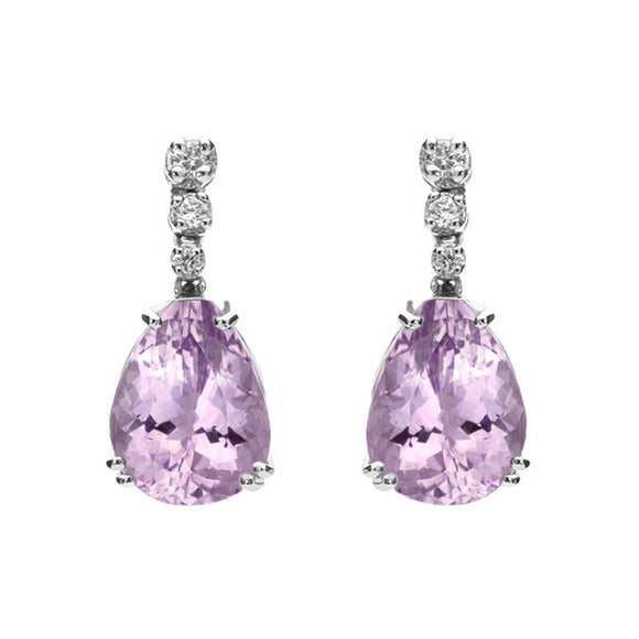 18ct White Gold 8.22ct Amethyst Diamond Drop Earrings, SH3AME-DI.