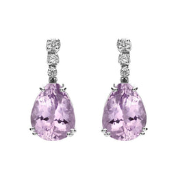 18ct White Gold 8.22ct Amethyst Diamond Drop Earrings, SH3AME-DI.