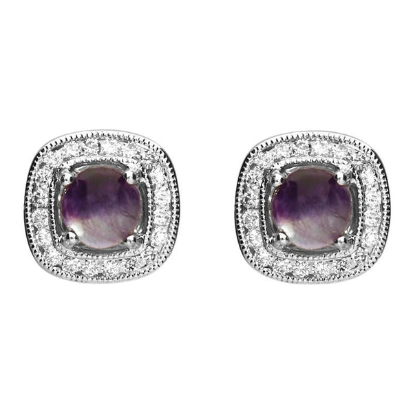 18ct White Gold Blue John 0.24ct Diamond Stud Earrings E2254