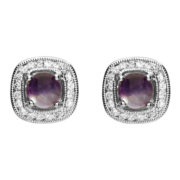 18ct White Gold Blue John 0.24ct Diamond Stud Earrings E2254